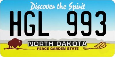 ND license plate HGL993