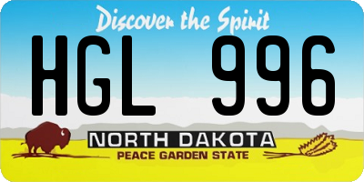 ND license plate HGL996