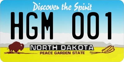 ND license plate HGM001