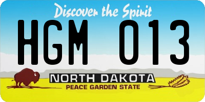 ND license plate HGM013