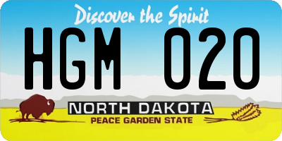 ND license plate HGM020