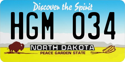 ND license plate HGM034