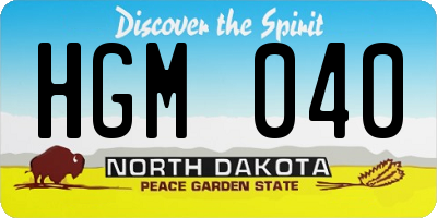 ND license plate HGM040