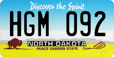 ND license plate HGM092