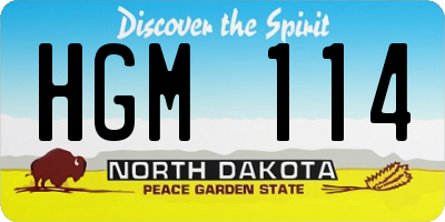 ND license plate HGM114