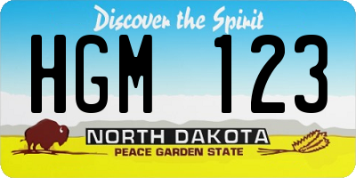ND license plate HGM123