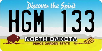 ND license plate HGM133