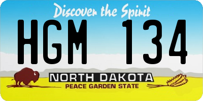 ND license plate HGM134