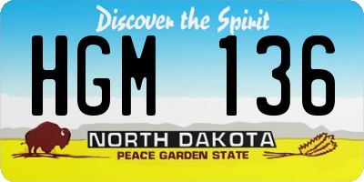 ND license plate HGM136