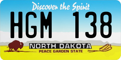 ND license plate HGM138
