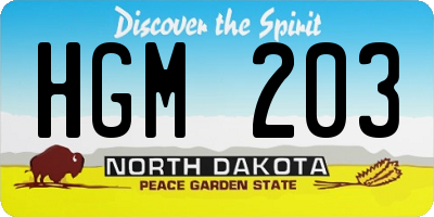 ND license plate HGM203