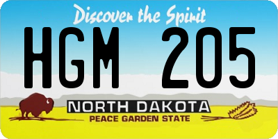 ND license plate HGM205