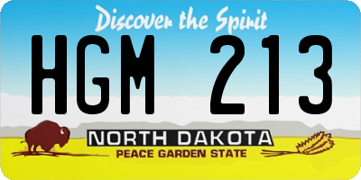 ND license plate HGM213