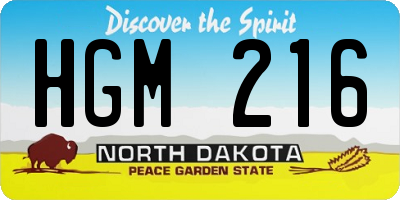 ND license plate HGM216
