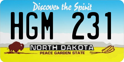 ND license plate HGM231