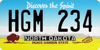 ND license plate HGM234