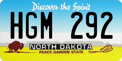 ND license plate HGM292