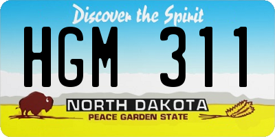 ND license plate HGM311