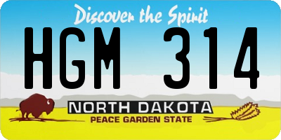ND license plate HGM314