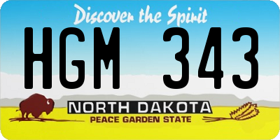 ND license plate HGM343