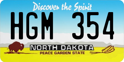 ND license plate HGM354