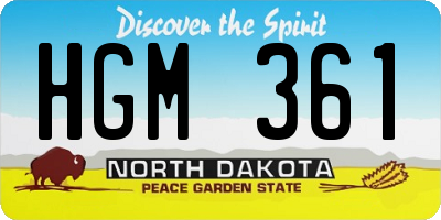 ND license plate HGM361