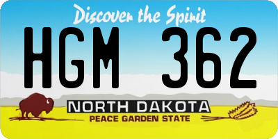 ND license plate HGM362