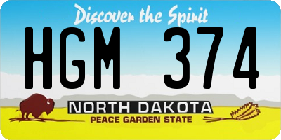 ND license plate HGM374