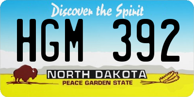 ND license plate HGM392