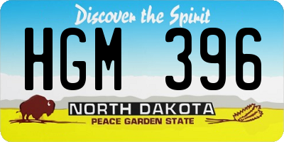 ND license plate HGM396