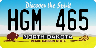 ND license plate HGM465