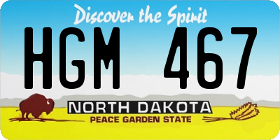 ND license plate HGM467