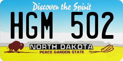 ND license plate HGM502
