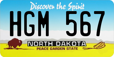 ND license plate HGM567