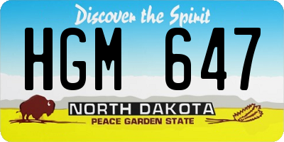 ND license plate HGM647