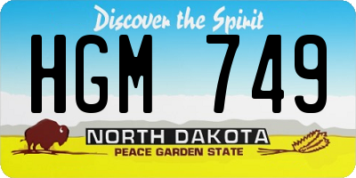 ND license plate HGM749