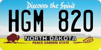 ND license plate HGM820