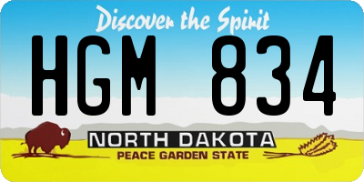 ND license plate HGM834