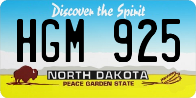 ND license plate HGM925