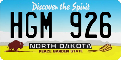ND license plate HGM926