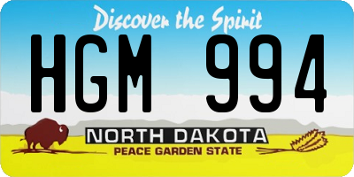ND license plate HGM994
