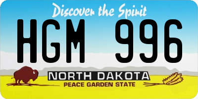 ND license plate HGM996