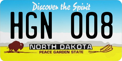ND license plate HGN008