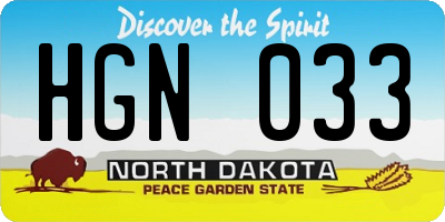 ND license plate HGN033