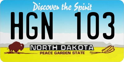 ND license plate HGN103