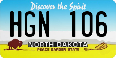 ND license plate HGN106
