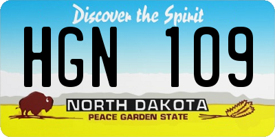 ND license plate HGN109