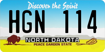 ND license plate HGN114