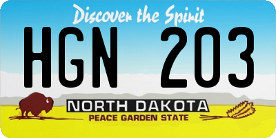 ND license plate HGN203