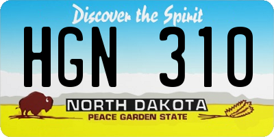 ND license plate HGN310